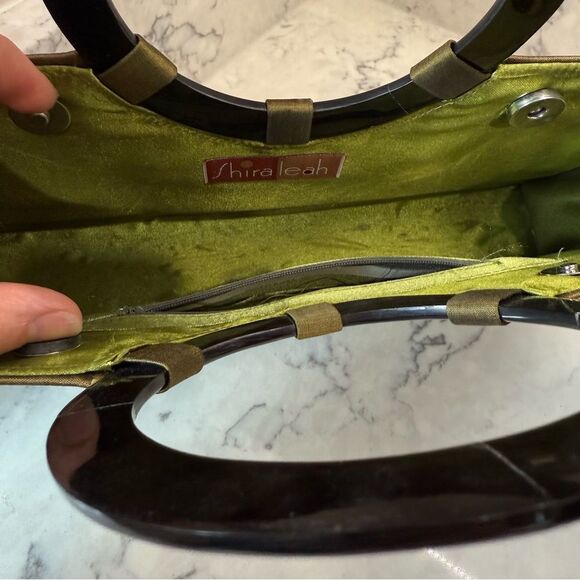 Shira leah vintage Elegant Olive Green Handbag with Circular Handle - Picture 3 of 10
